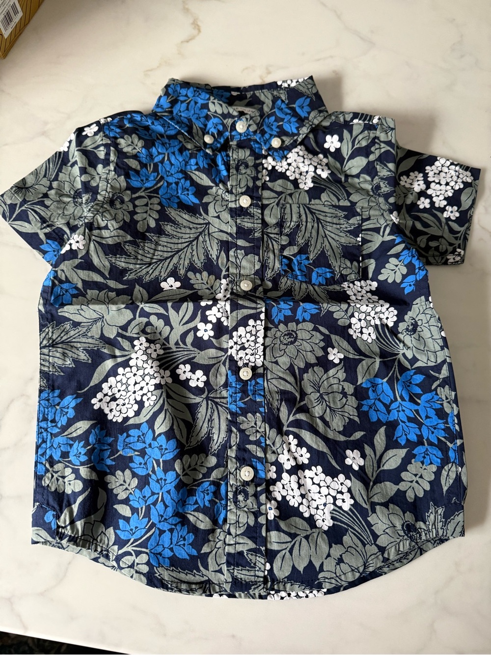 Janie and Jack Maritime Navy Floral The Poplin Shirt size 3 nwt